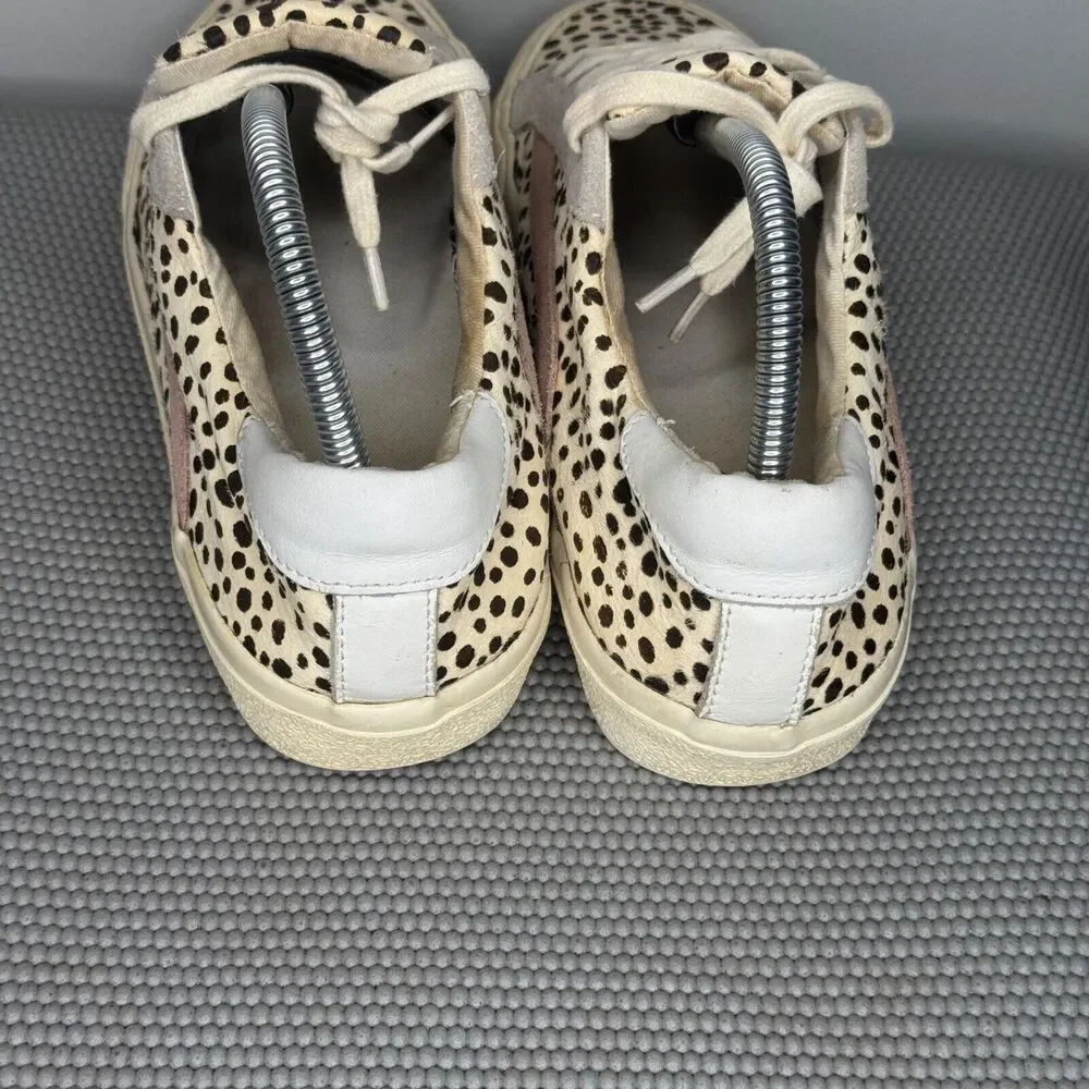 Madewell Sidewalk Calf‎ Hair Sneakers Womens US 9.5 Low Top Shoes Spotted White